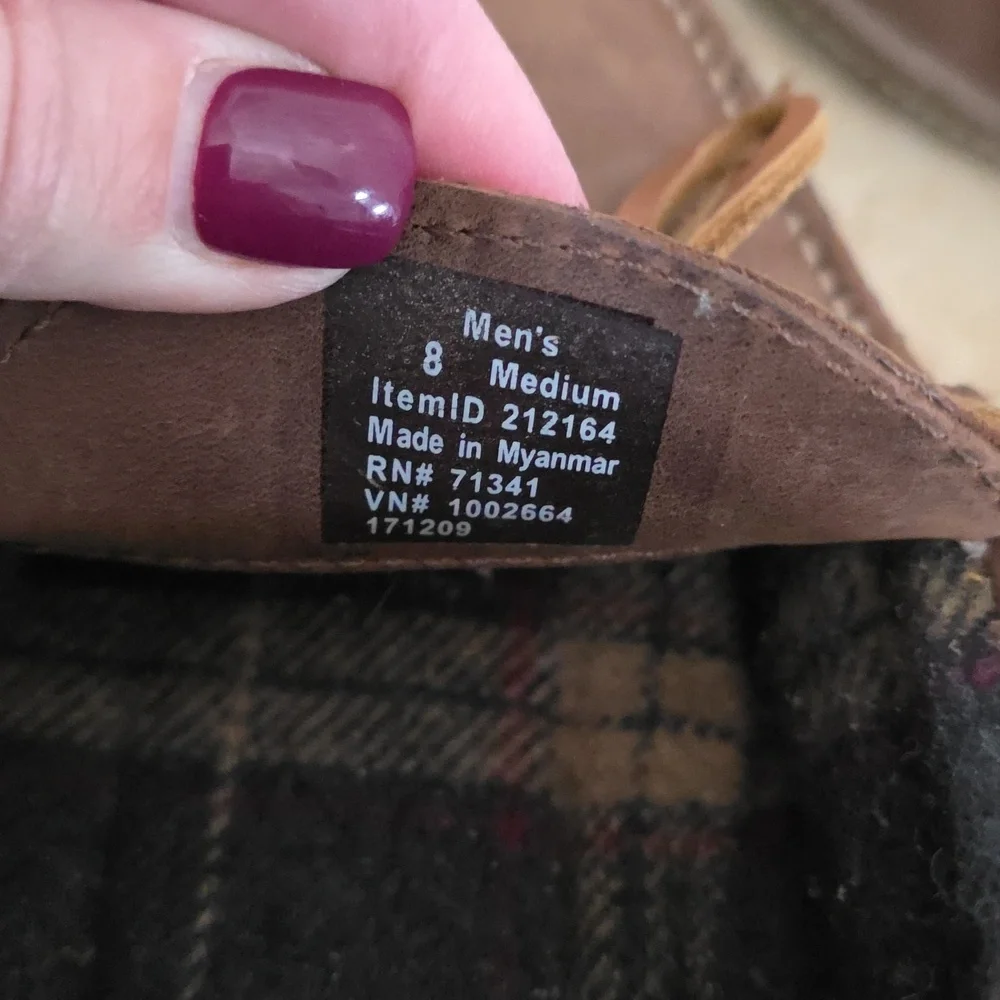 NWOT L.L.Bean Men's Handsewn Brown Leather Flannel-Lined Slippers Size 8​​